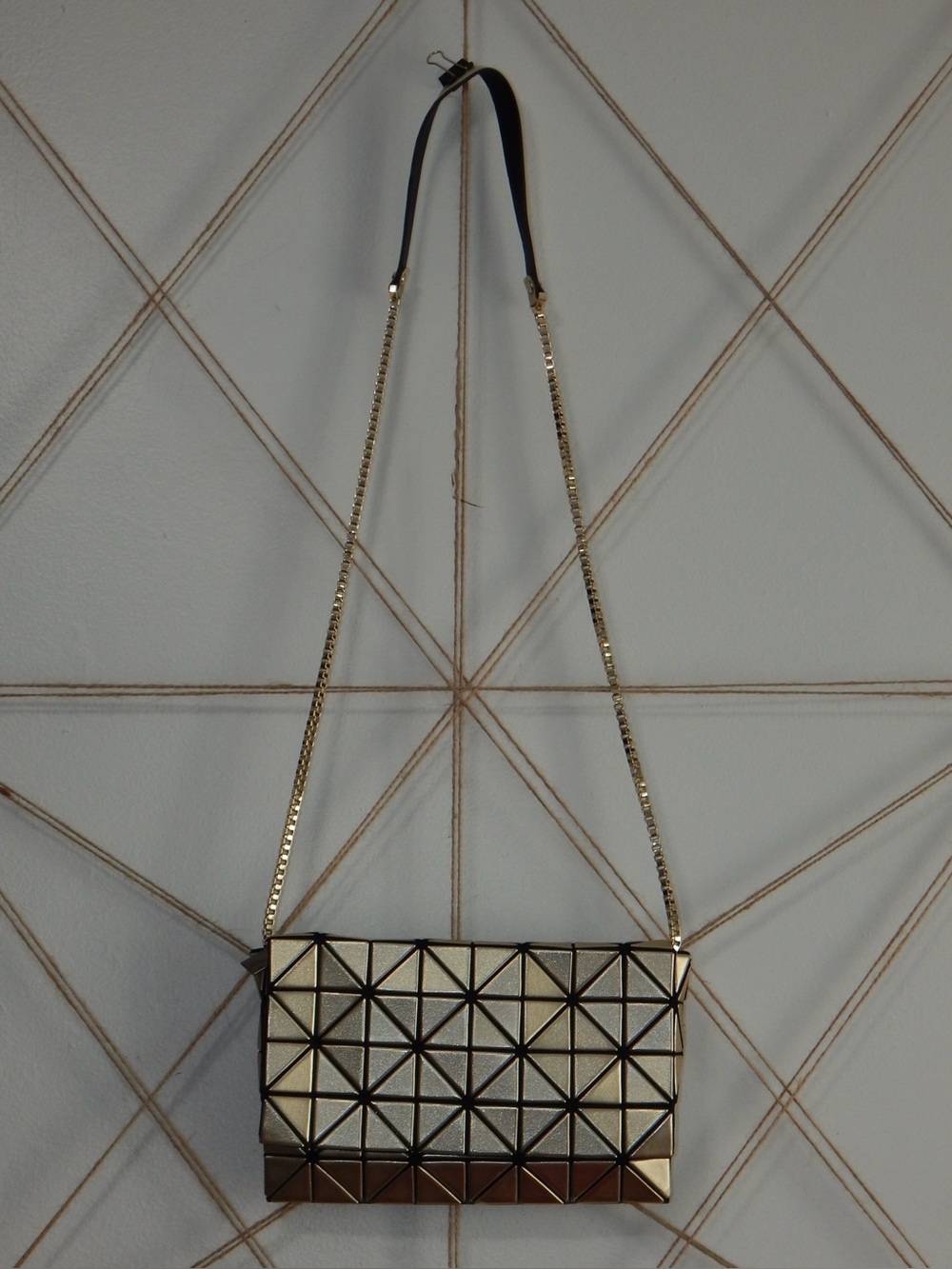 Issey Miyake BAO BAO, Geometric Panel Shoulder Pouch in Lucent Prism Gold